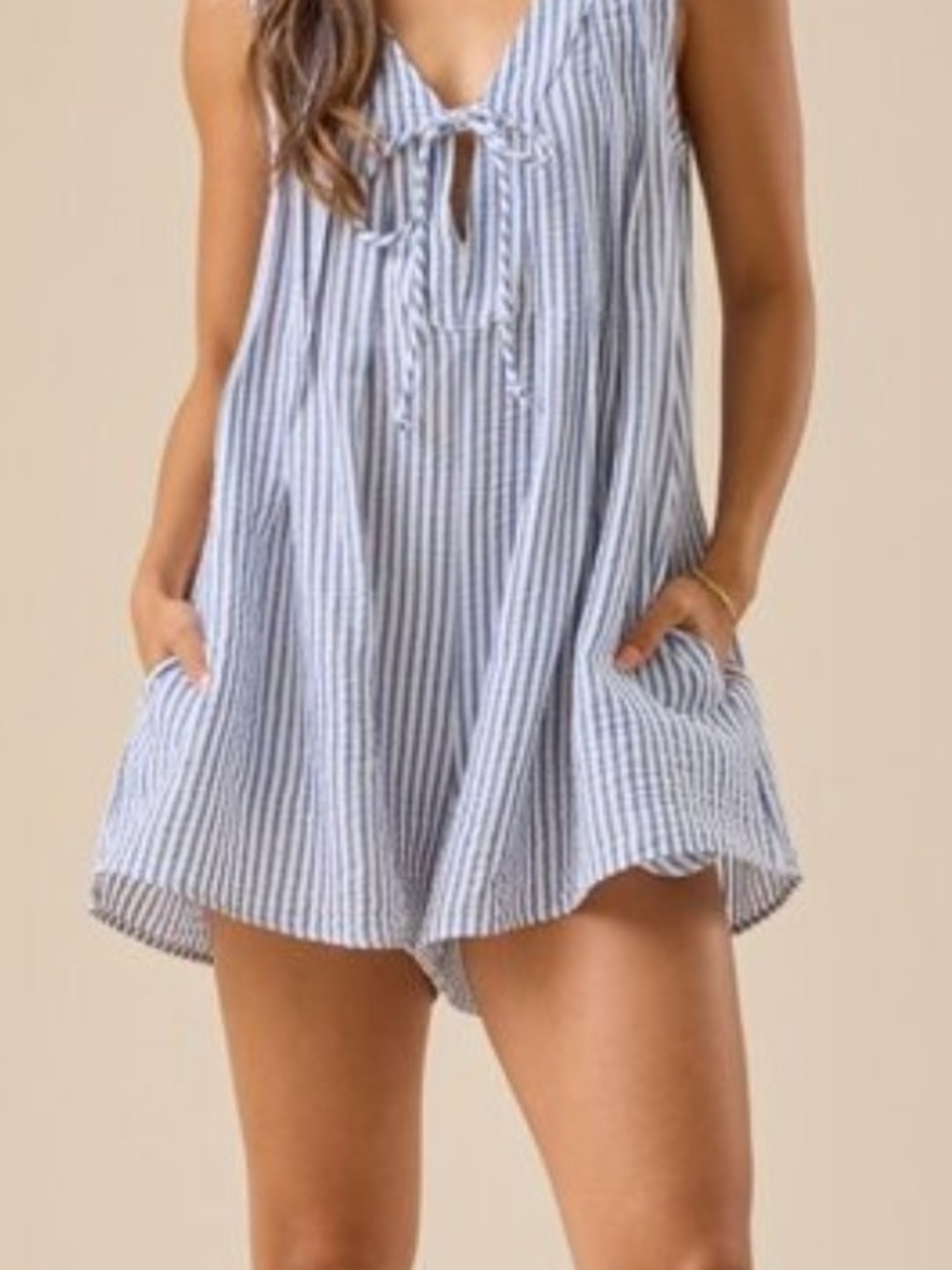 Altar'd State Blue & White Striped Romper Size XXS